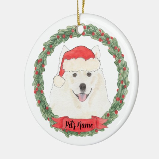 Gepersonaliseerde Amerikaanse Eskimo Dog Samoyed K Keramisch Ornament (Links)