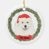Gepersonaliseerde Amerikaanse Eskimo Dog Samoyed K Keramisch Ornament (Achterkant)