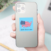 Gepersonaliseerde Amerikaanse kaart en vlag rood w Sticker (Telefoon)