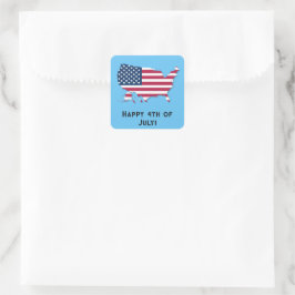 Gepersonaliseerde Amerikaanse kaart en vlag rood w Vierkante Sticker