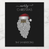 Gepersonaliseerde -Amerikaanse kerstman zwarte Wijn Etiket (Enkel label)