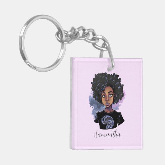 Gepersonaliseerde Amerikaanse mousserende Afrikaan Sleutelhanger (Voorkant Links)