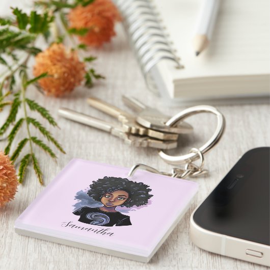 Gepersonaliseerde Amerikaanse mousserende Afrikaan Sleutelhanger (Voorkant Rechts)