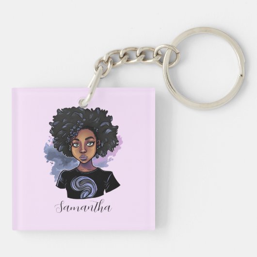 Gepersonaliseerde Amerikaanse mousserende Afrikaan Sleutelhanger (Achterkant)