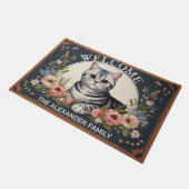 Gepersonaliseerde Amerikaanse shorthair Cat Floral Deurmat (Schuin)