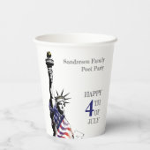Gepersonaliseerde Amerikaanse vlag 4th van juli Pa Papieren Bekers (Achterkant)
