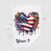 Gepersonaliseerde Amerikaanse vlag hart Golfhanddoek (Insitu)