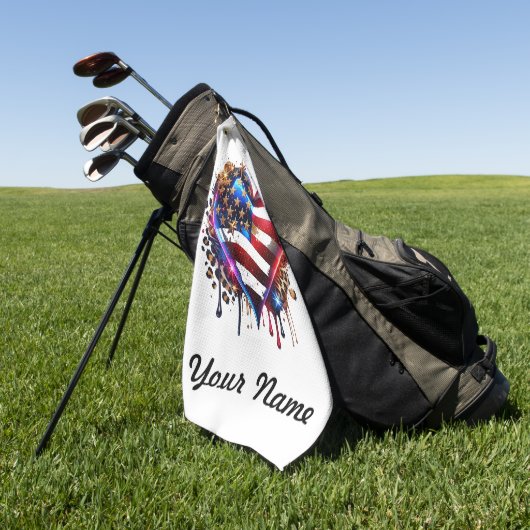 Gepersonaliseerde Amerikaanse vlag hart Golfhanddoek (Groen)