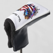 Gepersonaliseerde Amerikaanse vlag hart Golfheadcover (3/4 voorkant)