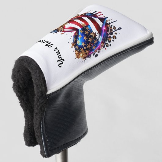 Gepersonaliseerde Amerikaanse vlag hart Golfheadcover (3/4 voorkant)