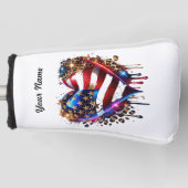 Gepersonaliseerde Amerikaanse vlag hart Golfheadcover (Voorkant)