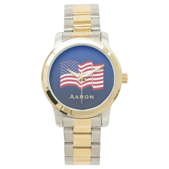 Gepersonaliseerde Amerikaanse vlag horloge van man (Voorkant)