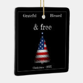Gepersonaliseerde Amerikaanse vlag kerstboom Keramisch Ornament (Rechts)