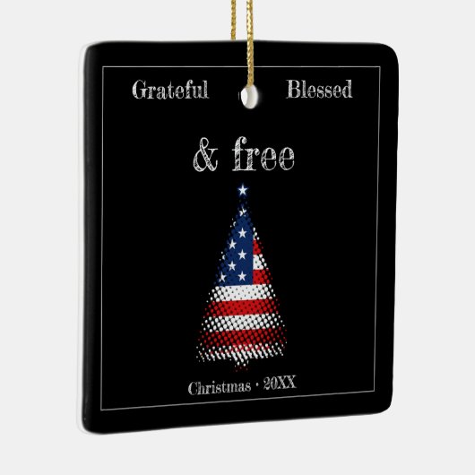 Gepersonaliseerde Amerikaanse vlag kerstboom Keramisch Ornament (Rechts)