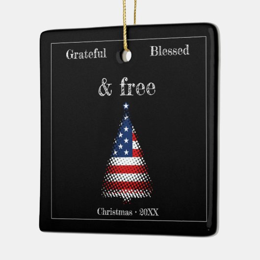 Gepersonaliseerde Amerikaanse vlag kerstboom Keramisch Ornament (Links)