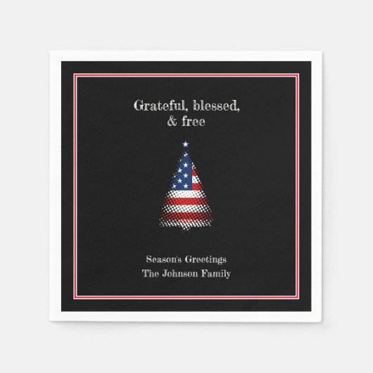 Gepersonaliseerde Amerikaanse vlag kerstboom Servet (Voorkant)