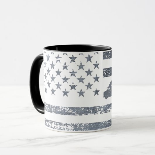 Gepersonaliseerde Amerikaanse vlag met semi-vracht Mok (Voorkant links)