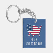 Gepersonaliseerde Amerikaanse vlag over kaart in D Sleutelhanger (Voorkant Links)