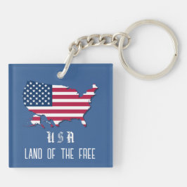 Gepersonaliseerde Amerikaanse vlag over kaart in D Sleutelhanger