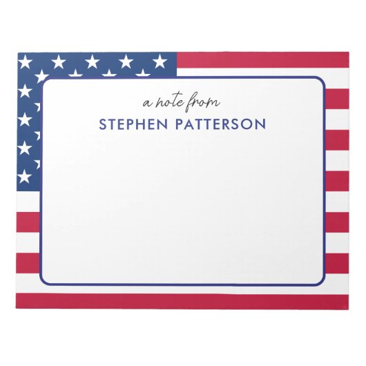 Gepersonaliseerde Amerikaanse vlag Patriottische V Notitieblok (Voorkant)