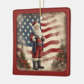 Gepersonaliseerde  Amerikaanse vlag Santa Christma Keramisch Ornament (Links)