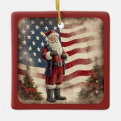 Gepersonaliseerde  Amerikaanse vlag Santa Christma Keramisch Ornament (Voorkant)