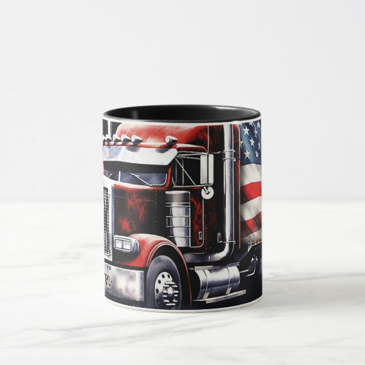 Gepersonaliseerde Amerikaanse vlag semi truck Mok (Midden)