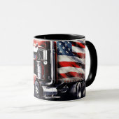 Gepersonaliseerde Amerikaanse vlag semi truck Mok (Voorkant rechts)