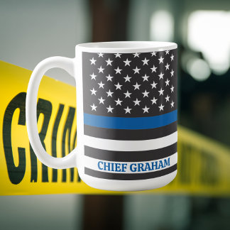 Gepersonaliseerde Amerikaanse vlag Thin Blue Line Koffiemok