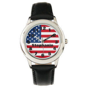 Gepersonaliseerde Amerikaanse vlag van kind Horloge