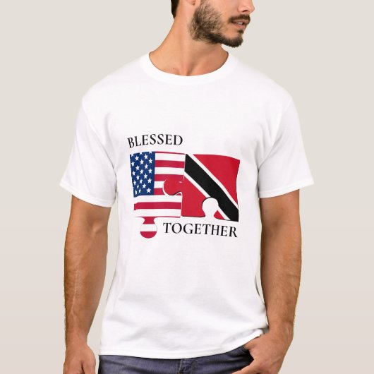 Gepersonaliseerde Amerikaanse vlag van Trinidad T-shirt (Voorkant)