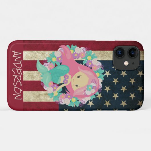 Gepersonaliseerde Amerikaanse zeemeermin Case-Mate iPhone Case (Achterkant (horizontaal))
