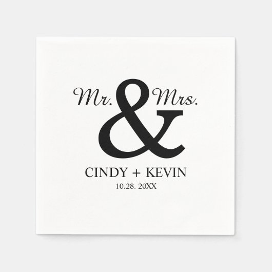 Gepersonaliseerde Ampersand Mr en Mrs Wedding Napk Servet (Voorkant)
