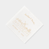 Gepersonaliseerde Amsterdam Wedding Napkins Gold F Folie Servetten (Rechts)
