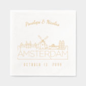 Gepersonaliseerde Amsterdam Wedding Napkins Gold F Folie Servetten (Voorkant)