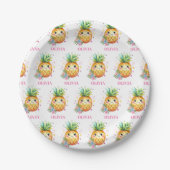 Gepersonaliseerde Ananas Aloha 1e Verjaardagsfeest Papieren Bordje (Voorkant)