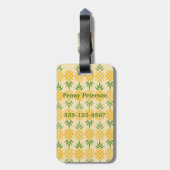Gepersonaliseerde ananas | Bewerkbaar geel Bagagelabel (Achterkant verticaal)