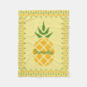 Gepersonaliseerde ananas, bewerkbare gele achtergr fleece deken (Voorkant)