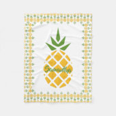Gepersonaliseerde ananas, bewerkbare witte achterg fleece deken (Voorkant)