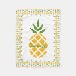 Gepersonaliseerde ananas, bewerkbare witte achterg fleece deken