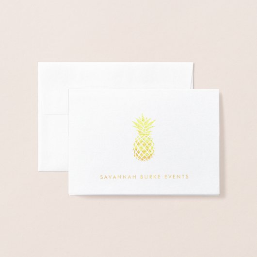 Gepersonaliseerde ananas goud folie kaarten (Voorkant met envelop)