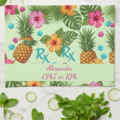 Gepersonaliseerde Ananas & Hibiscus Apotheek Theedoek (Gevouwen)