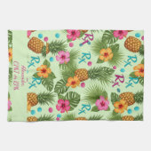 Gepersonaliseerde Ananas & Hibiscus Apotheek Theedoek (Horizontaal)