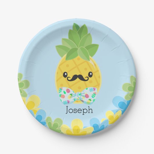 Gepersonaliseerde ananas kleine meneer jongens papieren bordje (Voorkant)