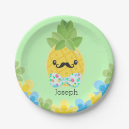 Gepersonaliseerde Ananas Little Mister Boys Papier Papieren Bordje