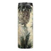 Gepersonaliseerde ananas op goudfolie gestreept thermosbeker (Achterkant)