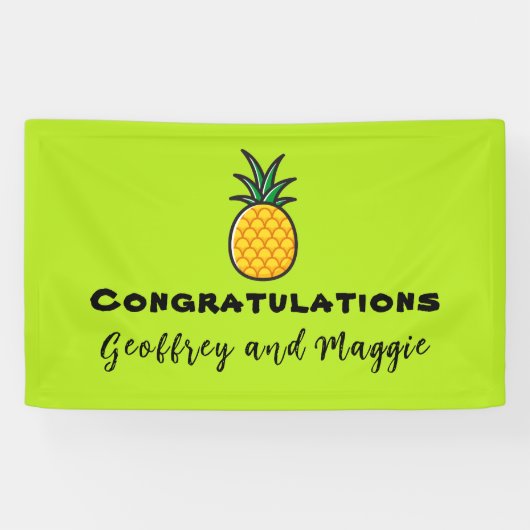 Gepersonaliseerde ananas tropisch feestbanner spandoek (Horizontaal)