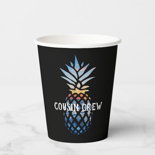 Gepersonaliseerde Ananas Tropische Gezinsvakantie Papieren Bekers (Achterkant)