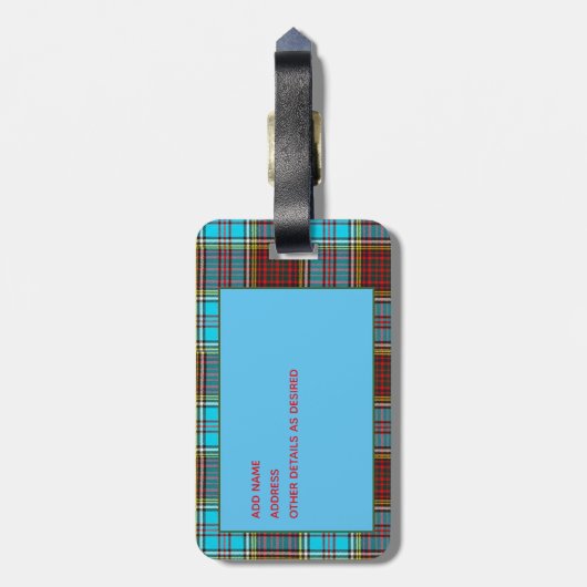 Gepersonaliseerde ANDERSON Tartan Bagagelabels Man (Achterkant verticaal)