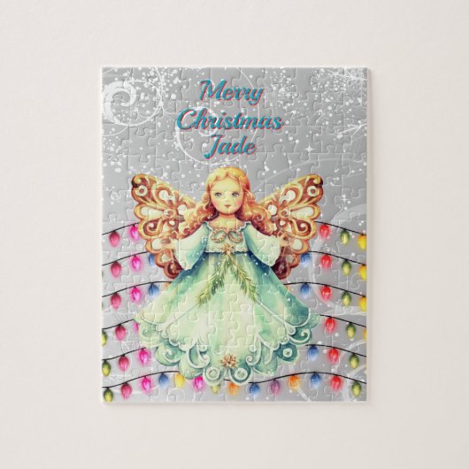 Gepersonaliseerde Angel Christmas Jigsaw Puzzel (Verticaal)